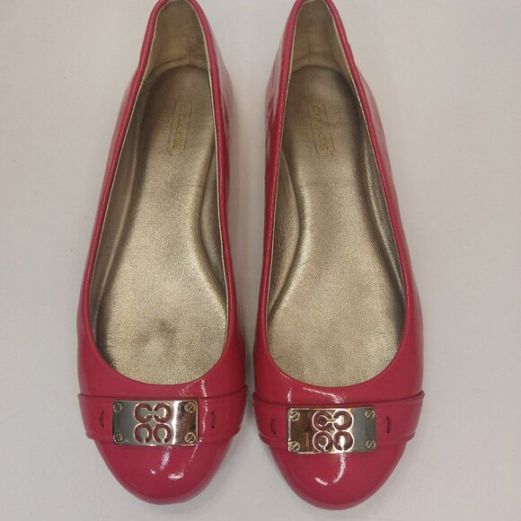 COACH London Pink Patent Leather Flats Women's US 8B - Picture 1 of 12